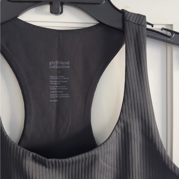 Girlfriend Collective Rib Paloma Racerback Sports Bra in Black Size Small - Picture 3 of 6